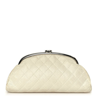 Chanel Lambskin Perforated Timeless Clutch White 1 of 9