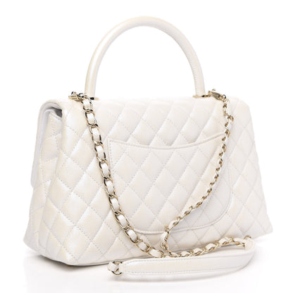 Chanel Iridescent Caviar Quilted Small Coco Handle Flap White 2 of 9