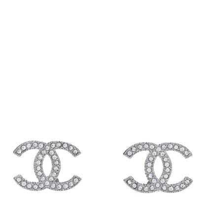 Chanel Crystal CC Earrings Silver 1 of 4