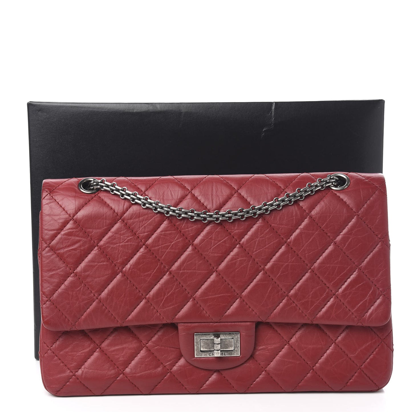 Aged Calfskin Quilted 2.55 Reissue 227 Flap Red
