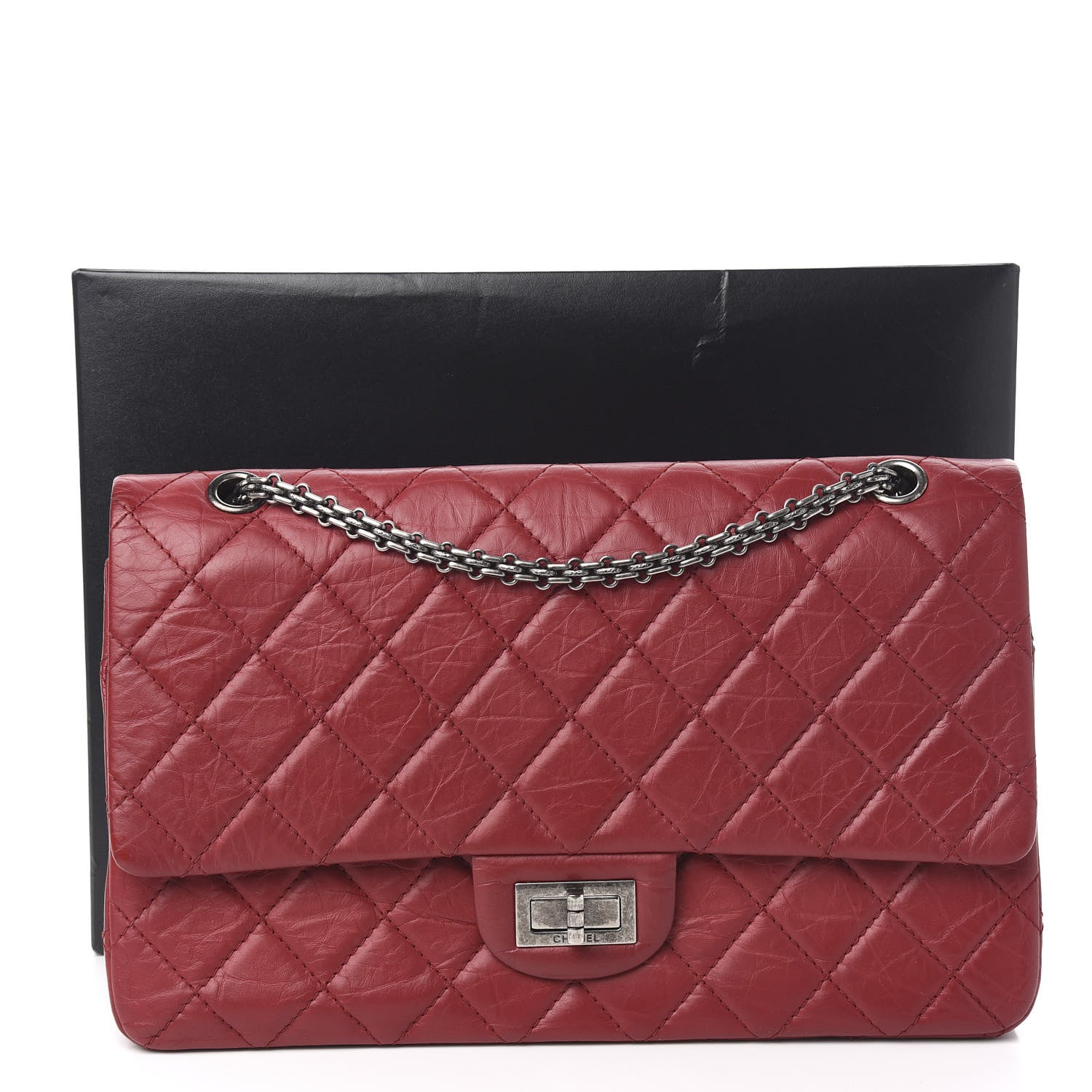 Chanel Aged Calfskin Quilted 2.55 Reissue 227 Flap Red 10 of 10
