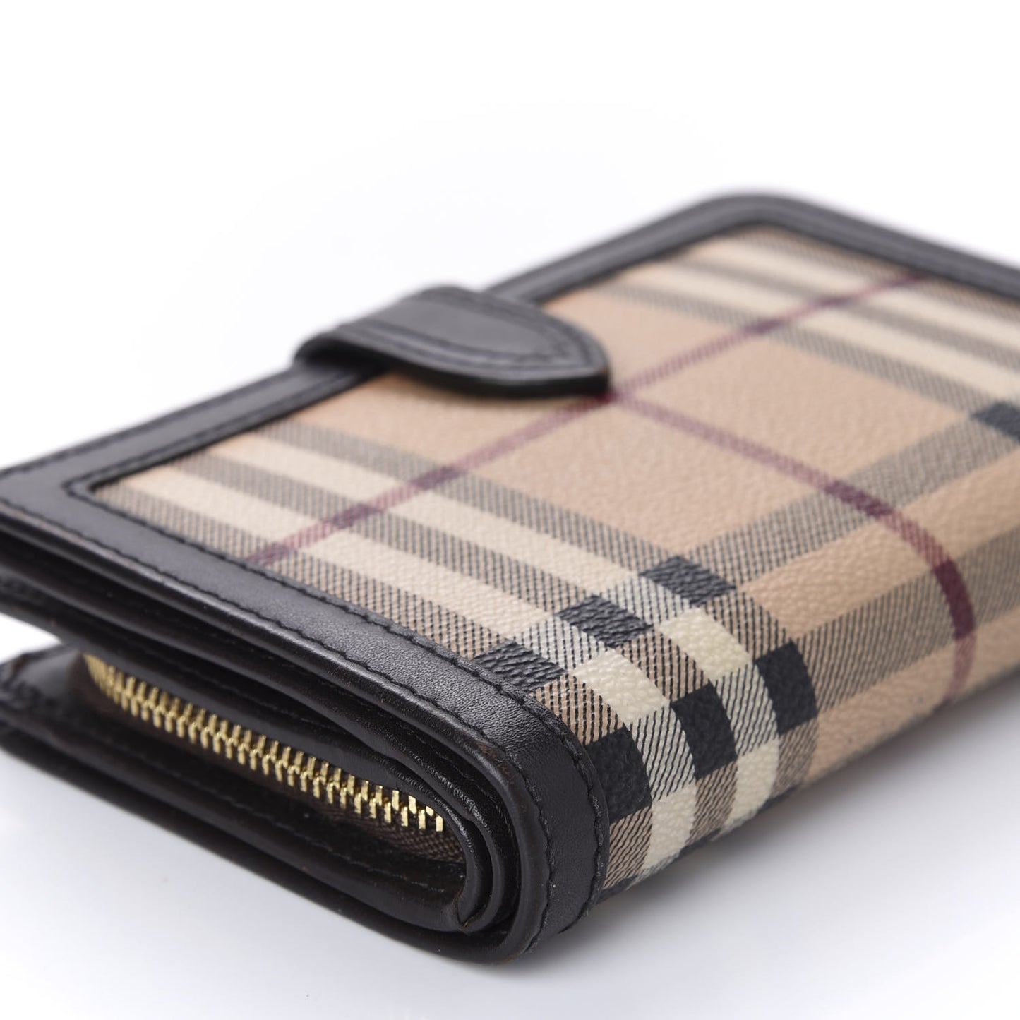 Haymarket Check Compact Zip Wallet Chocolate
