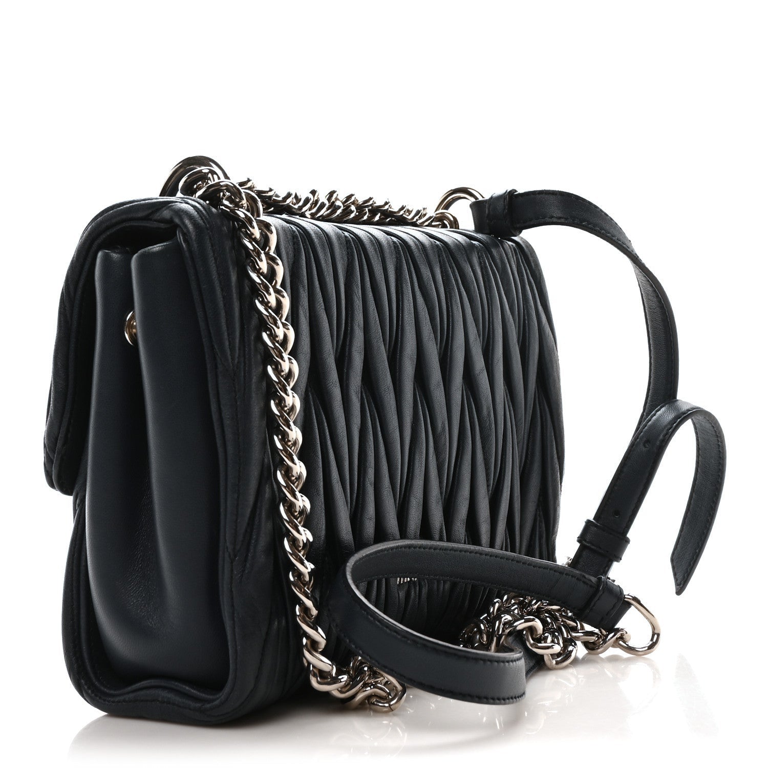 Miu Miu Nappa Matelasse Flap Bag Navy 3 of 7