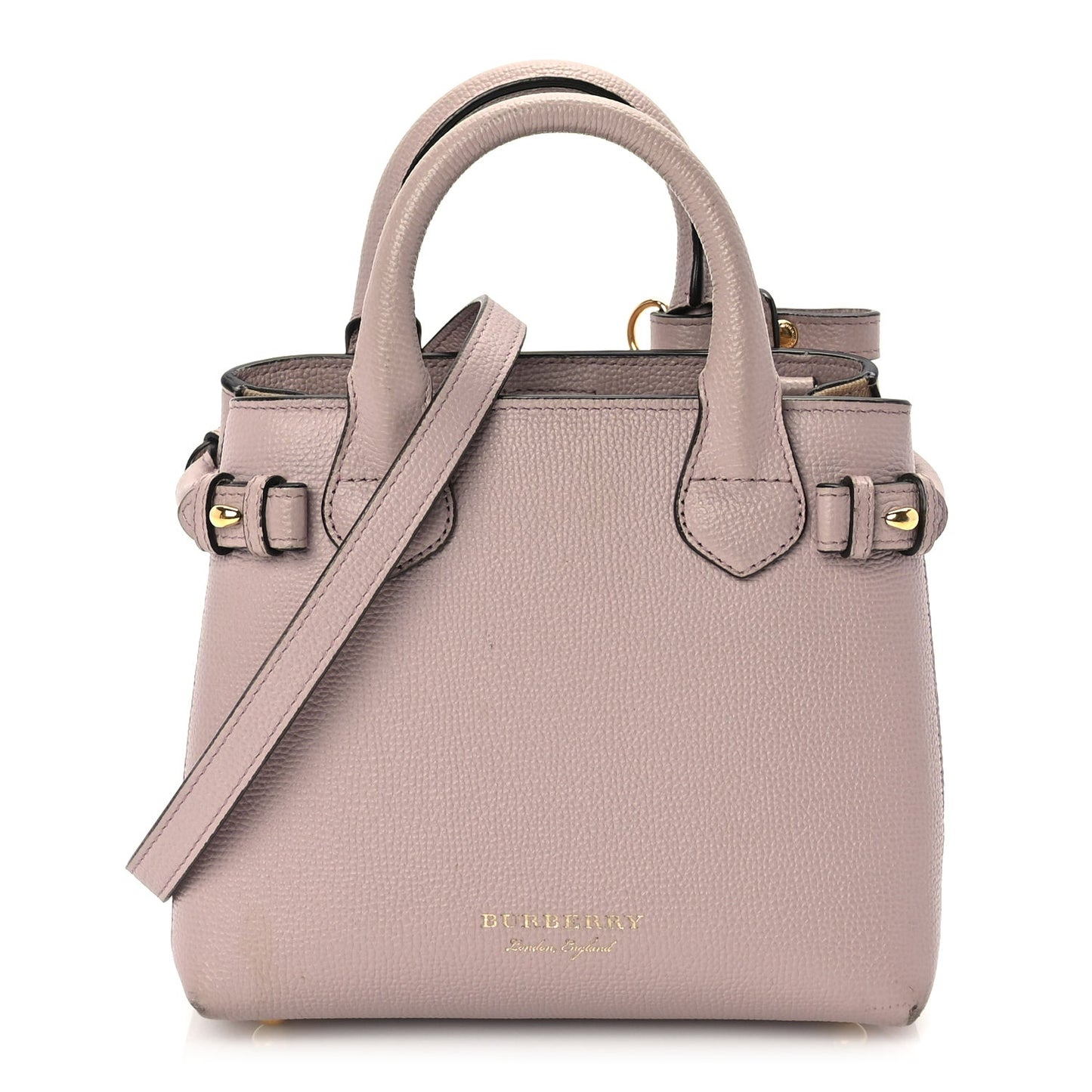 Derby Calfskin House Check Small Banner Tote Pale Orchid