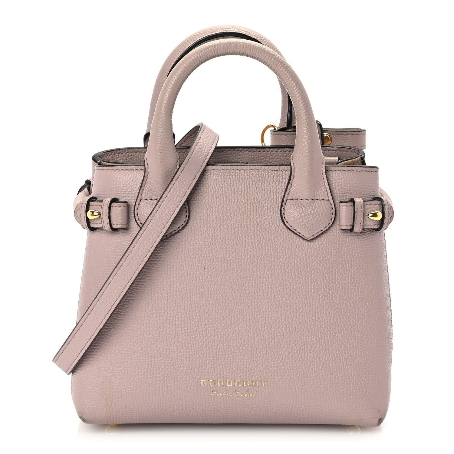 Burberry Derby Calfskin House Check Small Banner Tote Pale Orchid 1 of 8