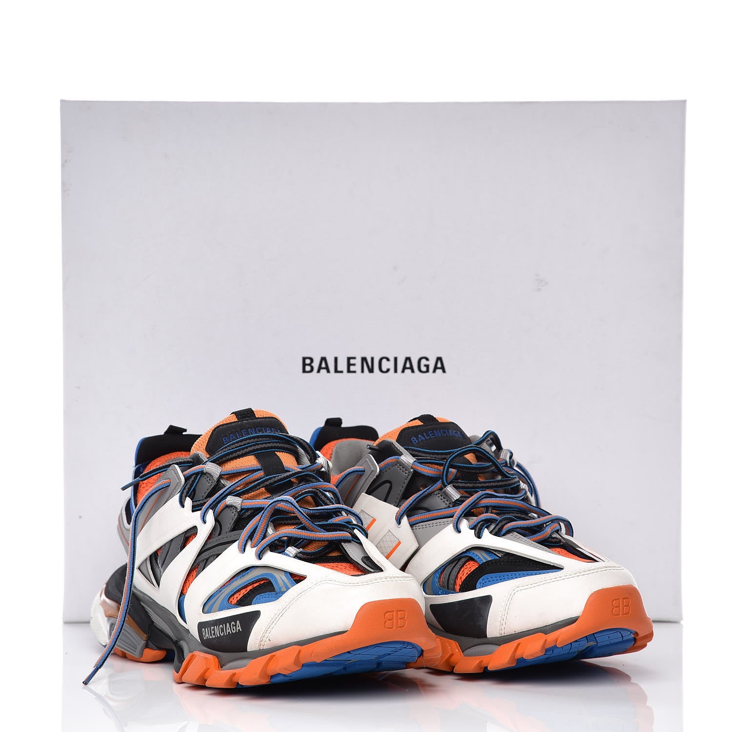 Balenciaga Mesh Nylon Mens Track Sneakers 43 Gris Orange White 7 of 9