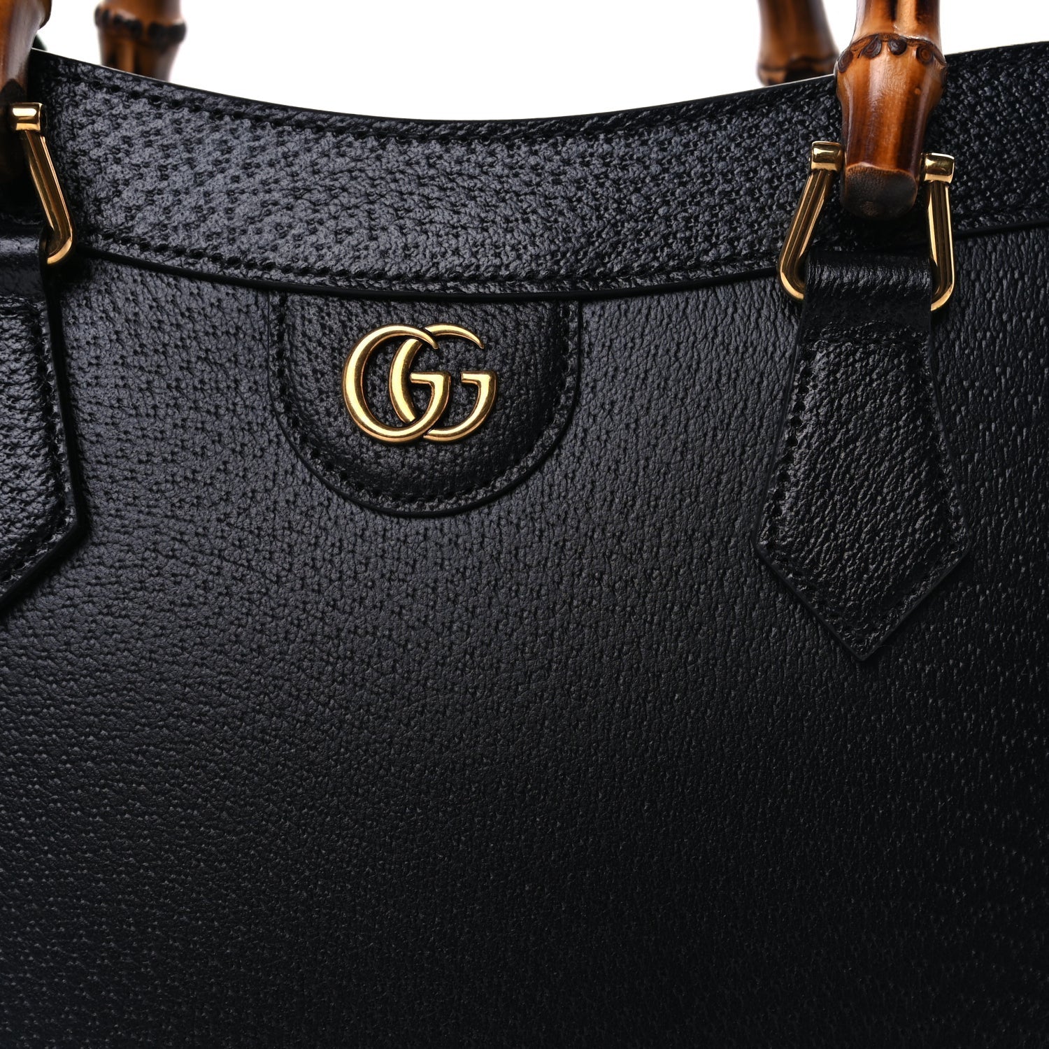 Gucci Textured Dollar Calfskin Large Diana Tote Bag Black 6 of 8