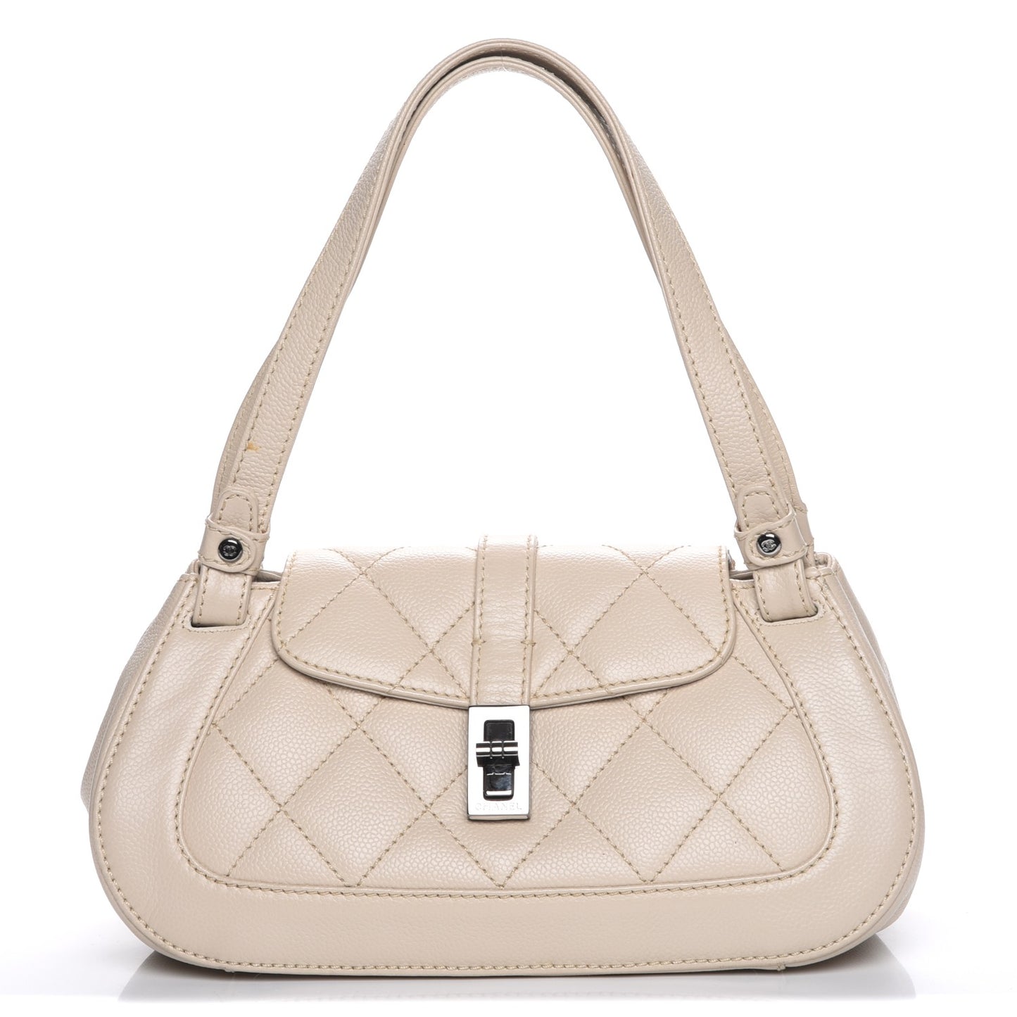 Caviar Quilted Mademoiselle Flap Bag Light Beige