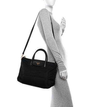 Prada Tessuto Nylon Saffiano Tote Black 2 of 13