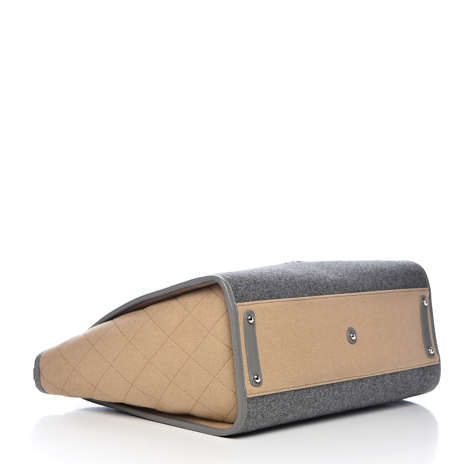 Chanel Wool Felt Large Deauville Tote Grey Beige 4 of 11