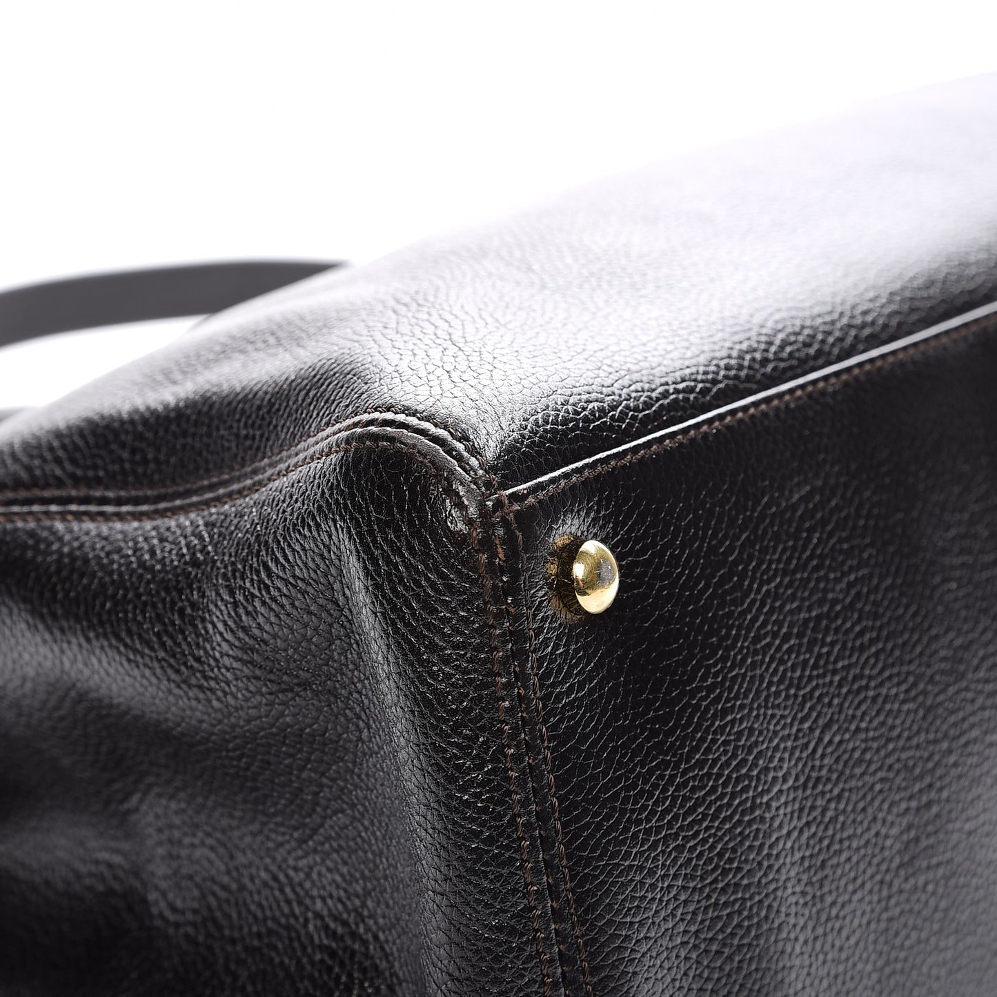 Calfskin Cerf Executive Shopper Tote Dark Brown