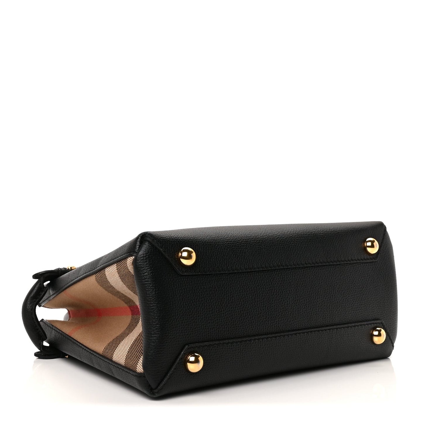 Derby Calfskin House Check Small Banner Tote  Black
