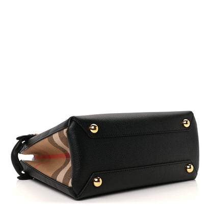 Burberry Derby Calfskin House Check Small Banner Tote  Black 3 of 8