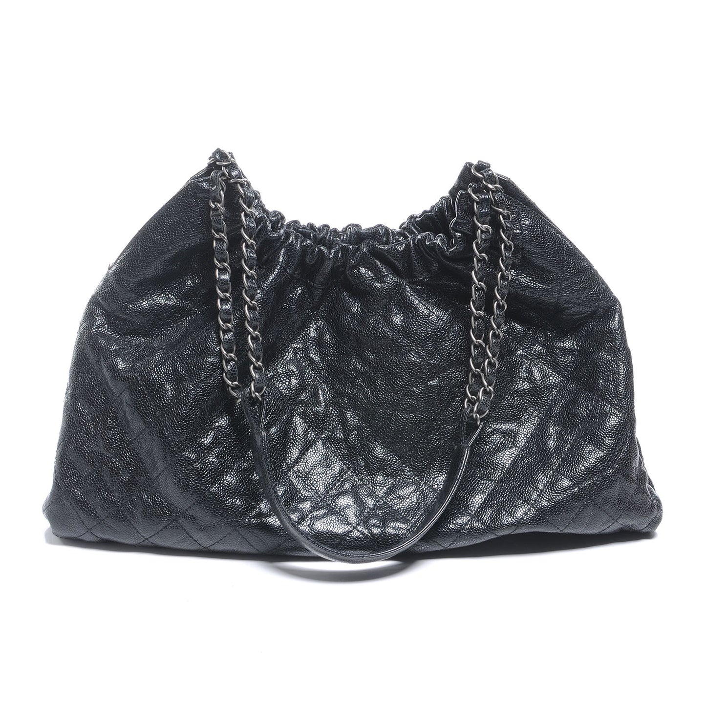 Caviar Quilted Large Elastic Tote Black