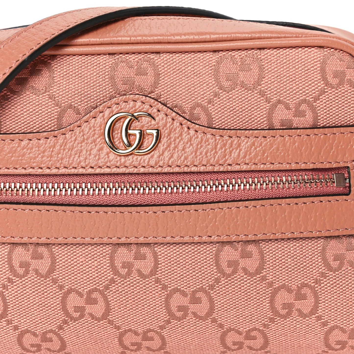 Monogram Textured Dollar Calfskin Mini Ophidia Shoulder Bag Cloche Rose Pink