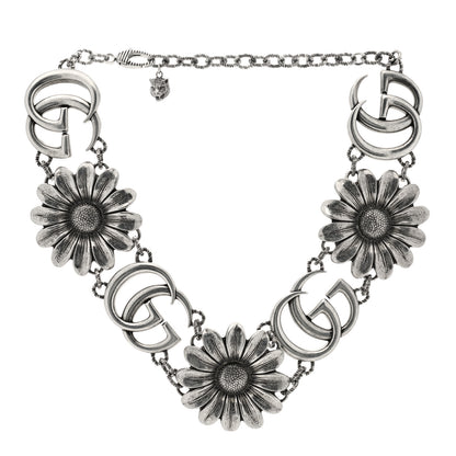 Gucci Sterling Silver Double G Flower Statement Necklace 3 of 5