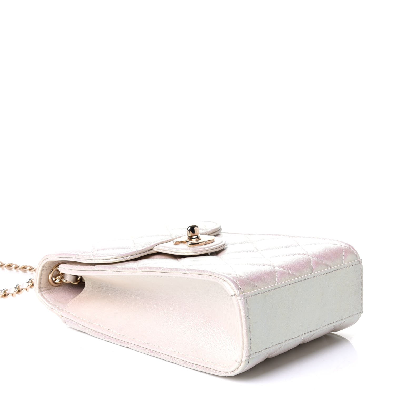 Chanel Iridescent Lambskin Quilted CC Phone Holder Ivory 3 of 5