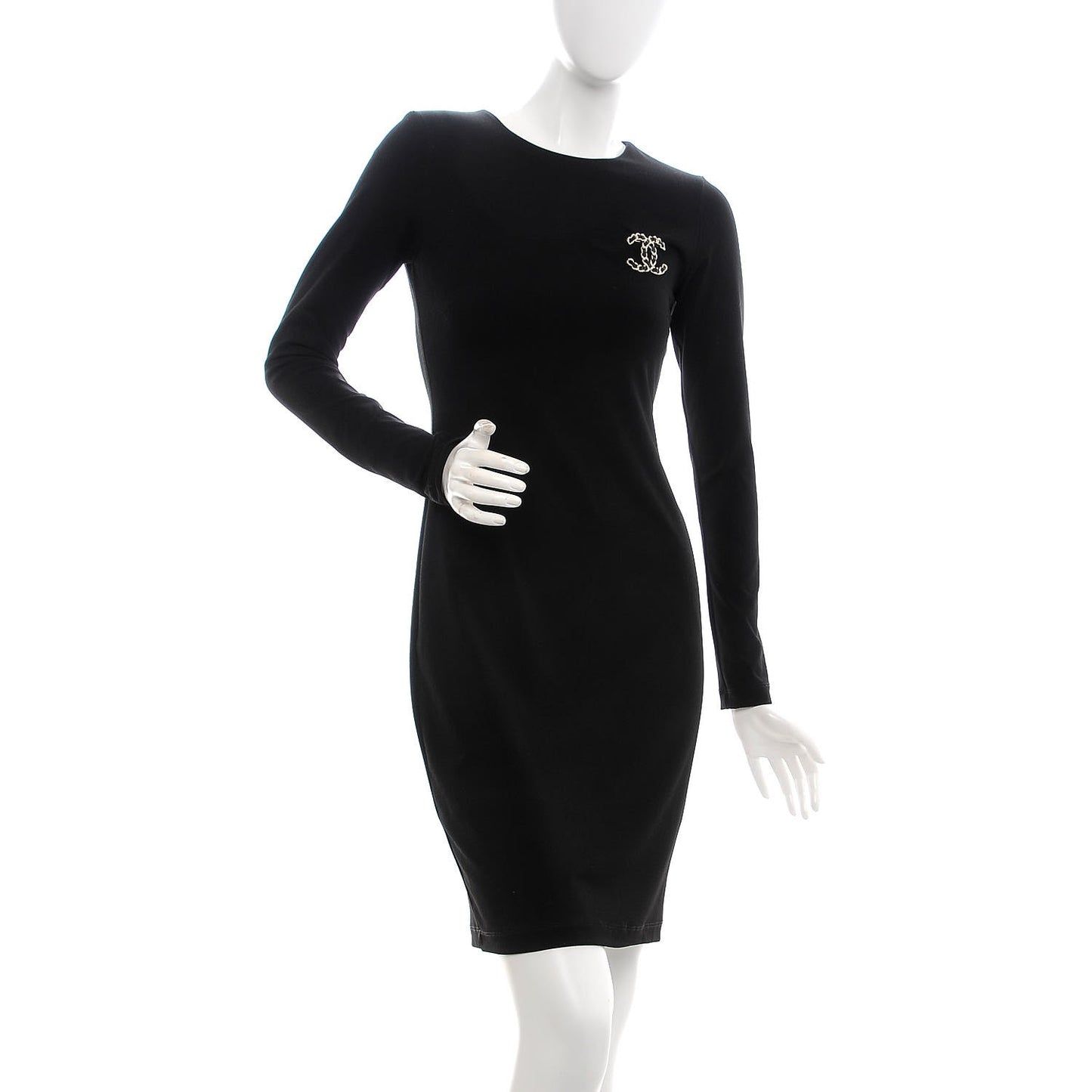 Lambskin Chain CC Brooch Black Gold