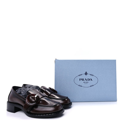 Prada Spazzolato Fume Sienna Loafers 37  Bruciato 9 of 9