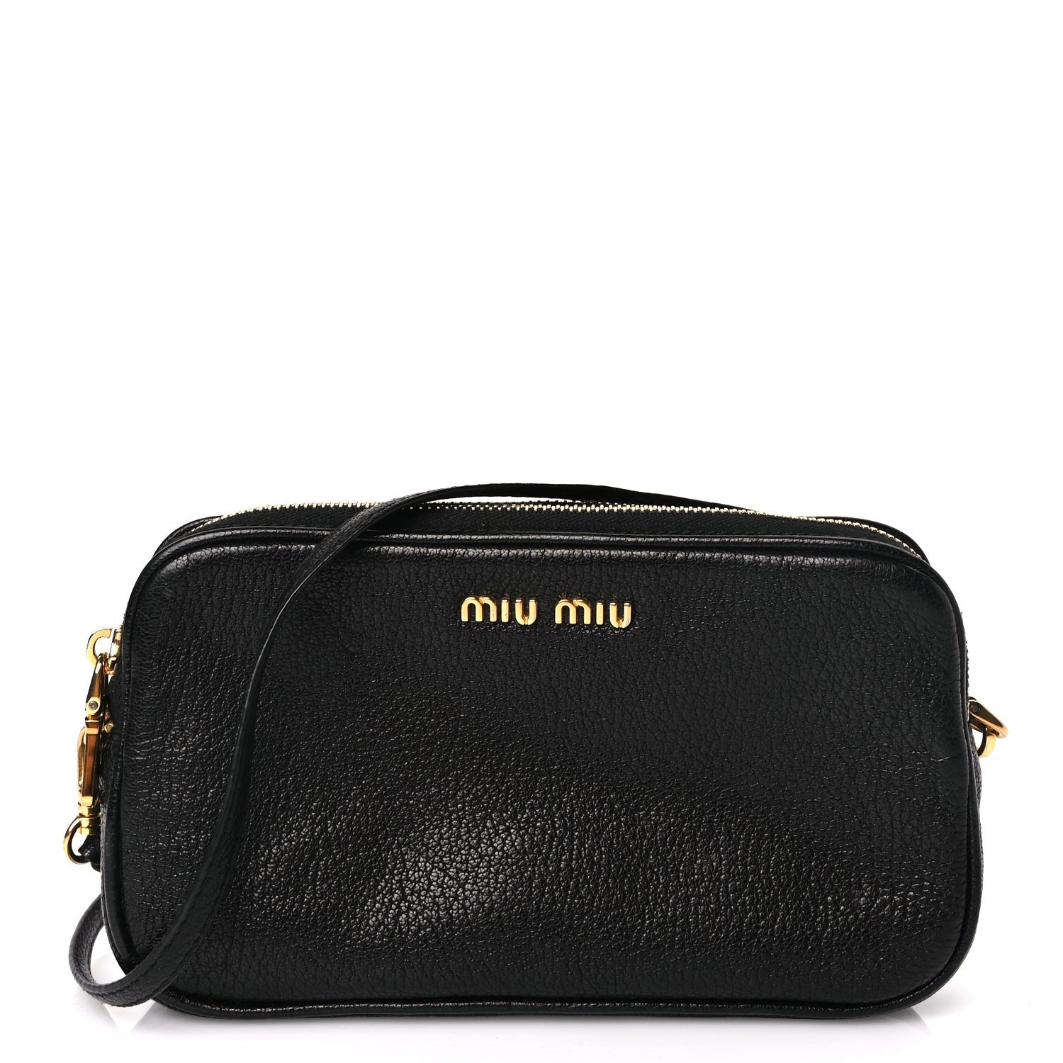 Miu Miu Goatskin Madras Double Zip Pochette Clutch Black 1 of 8
