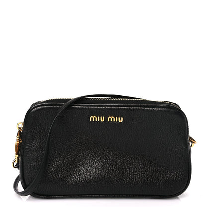 Miu Miu Goatskin Madras Double Zip Pochette Clutch Black 1 of 8
