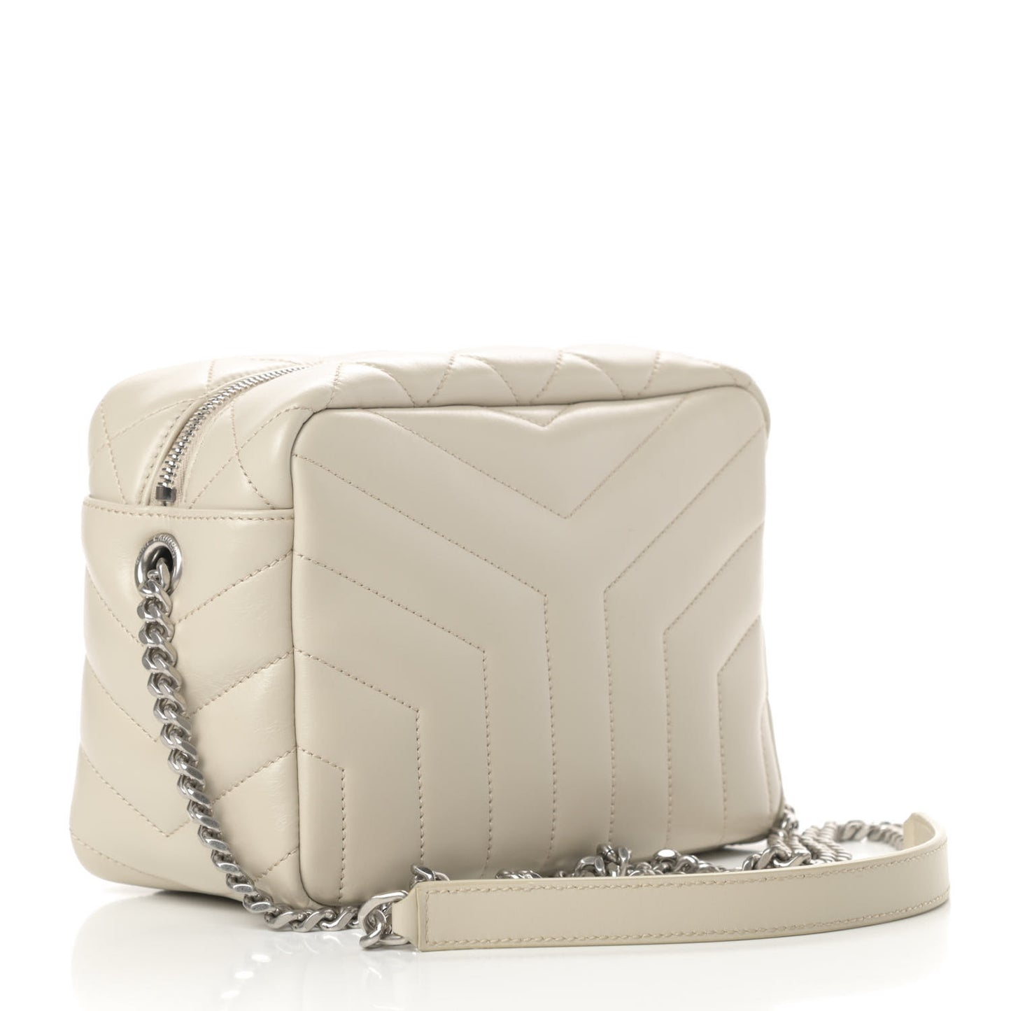 Calfskin Y Quilted Monogram Small Loulou Bowling Bag Ivory