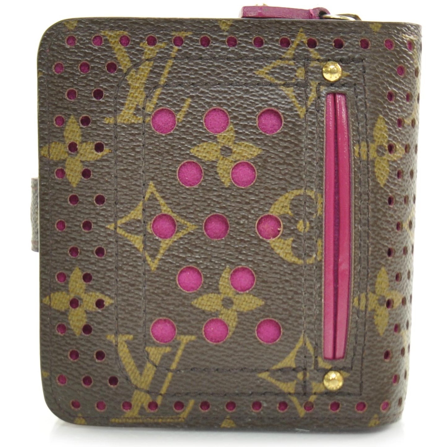Monogram Perforated Compact Zipped Wallet Fuchsia