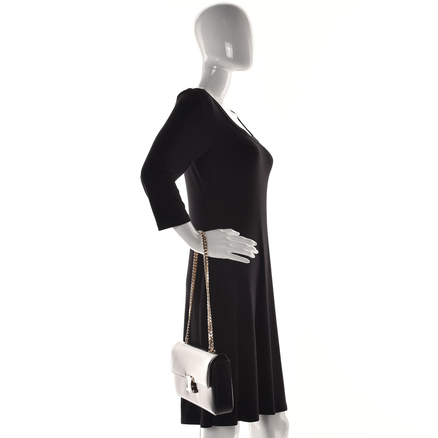 Celine Shiny Calfskin Triomphe Chain Shoulder Bag Black 2 of 10