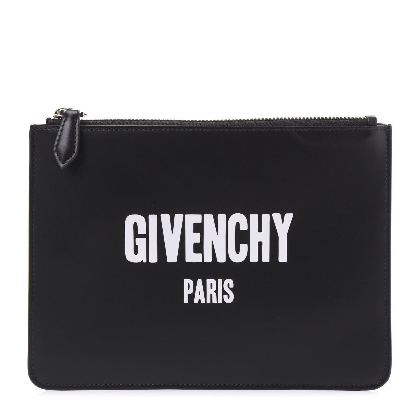 Calfskin Medium Logo Pouch Black