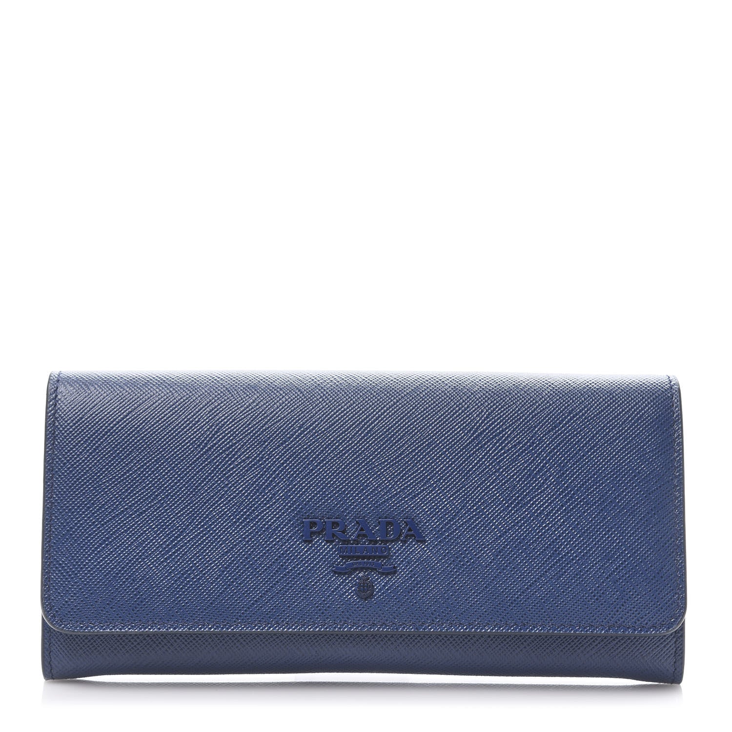 Prada Saffiano Shine Monochrome Continental Wallet Bleuette 3 of 7