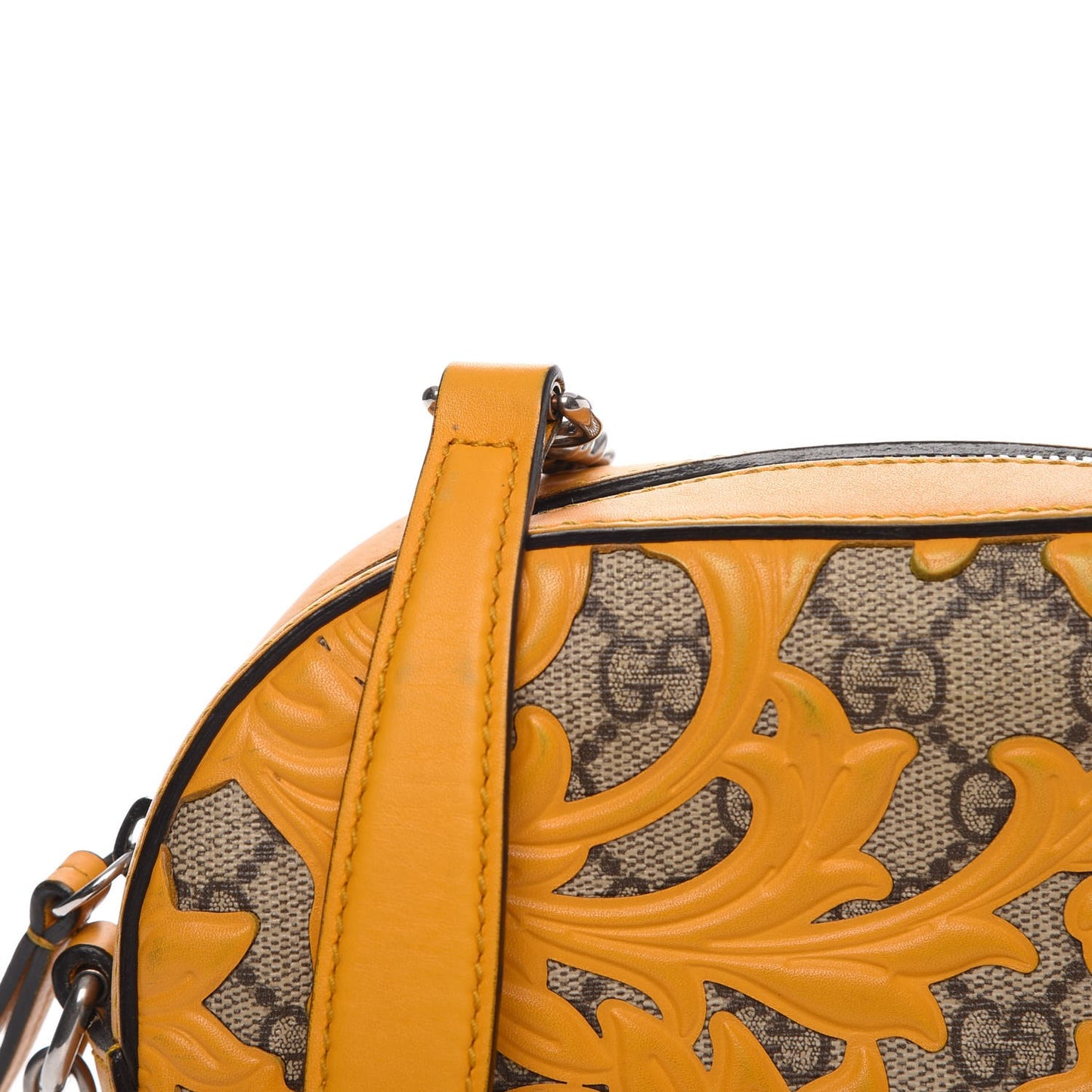 GG Supreme Monogram Arabesque Mini Chain Shoulder Bag Beige Yellow