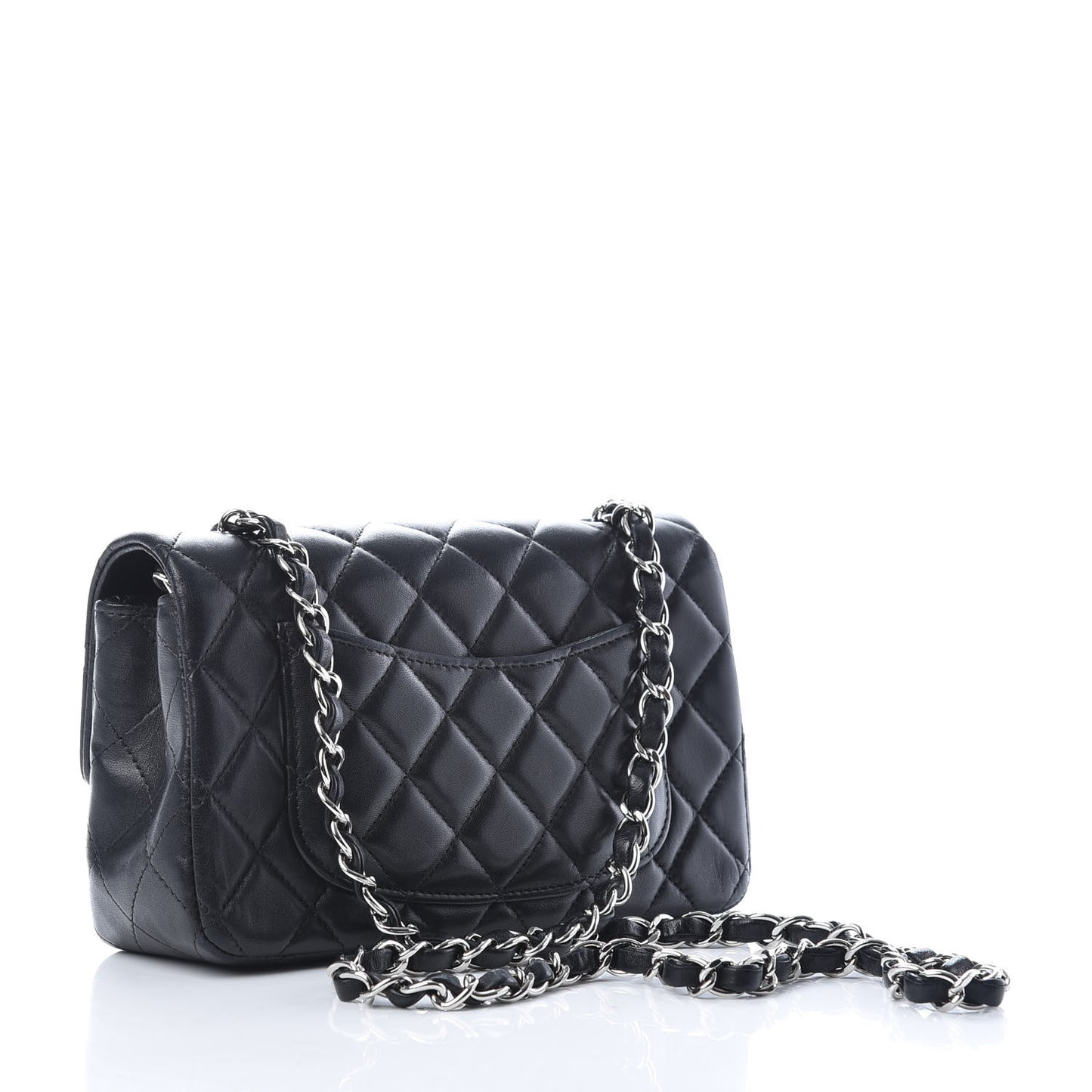Lambskin Quilted Mini Rectangular Flap Black
