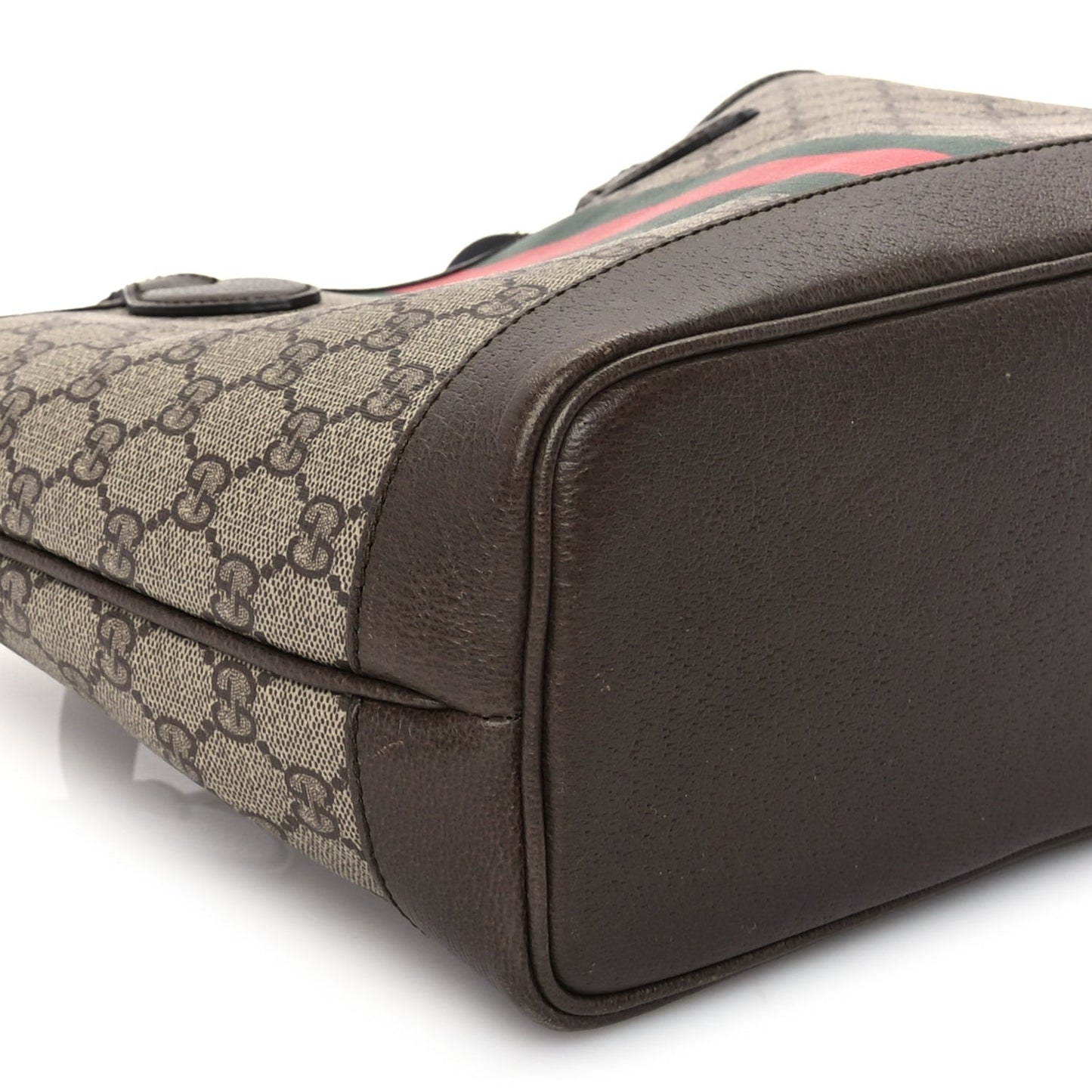 GG Supreme Monogram Textured Dollar Calfskin Web Small Ophidia Tote Beige Ebony New Acero