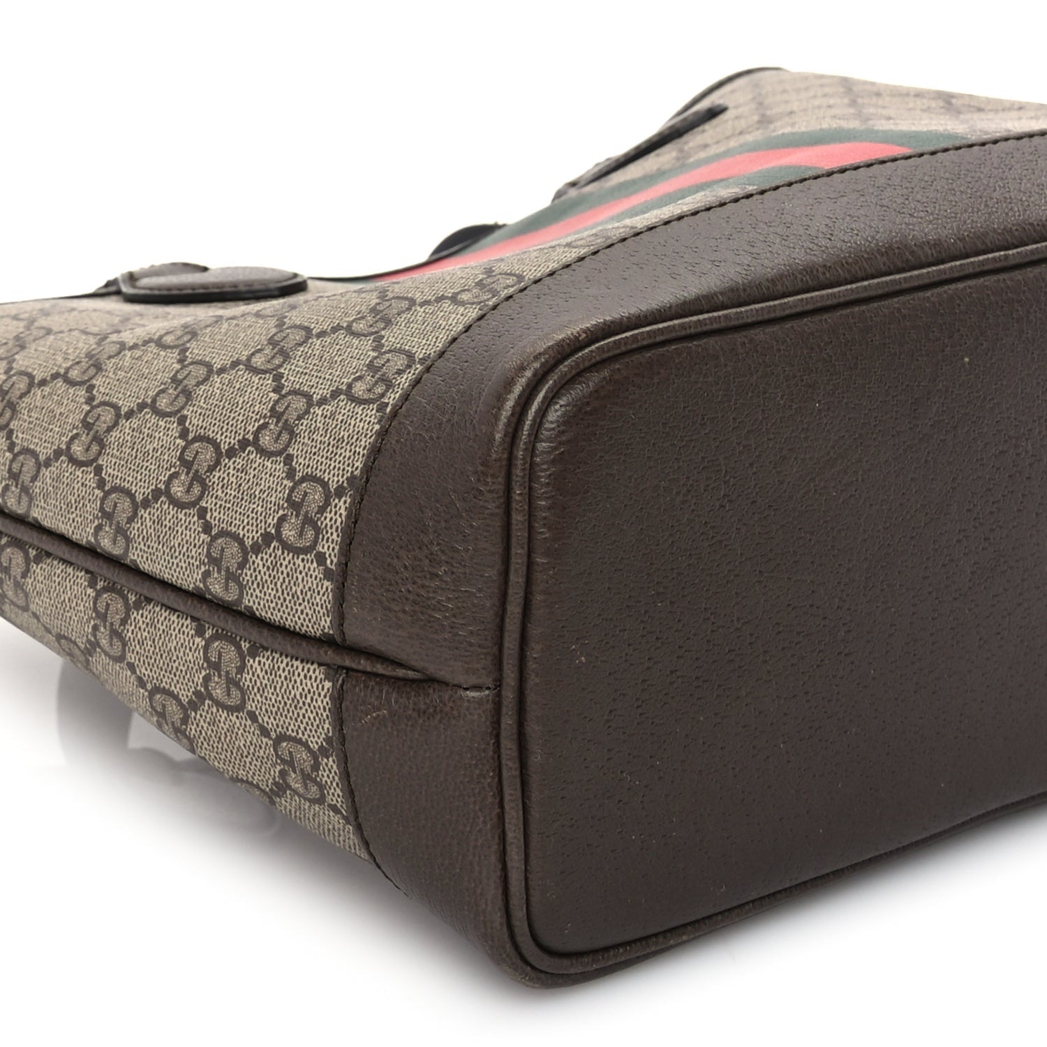 Gucci GG Supreme Monogram Textured Dollar Calfskin Web Small Ophidia Tote Beige Ebony New Acero 7 of 8