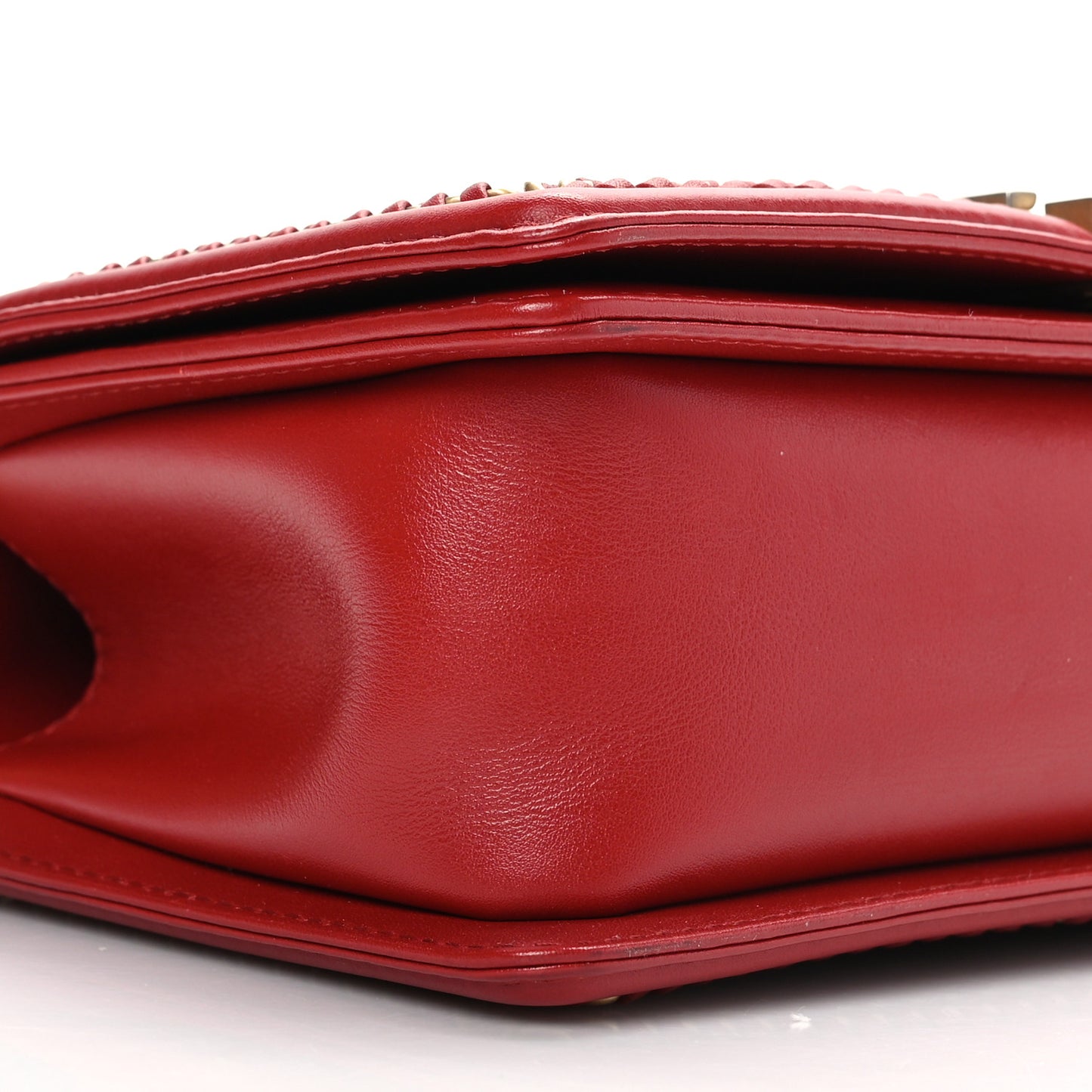 Lambskin Quilted Medium Top Handle Boy Flap Red