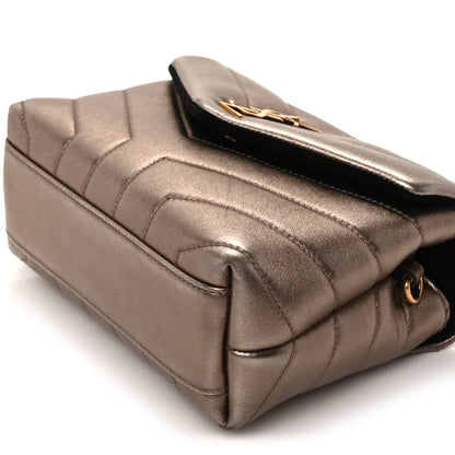 Saint Laurent Metallic Calfskin Y Quilted Monogram Toy Loulou Crossbody Bag Piombo 7 of 8