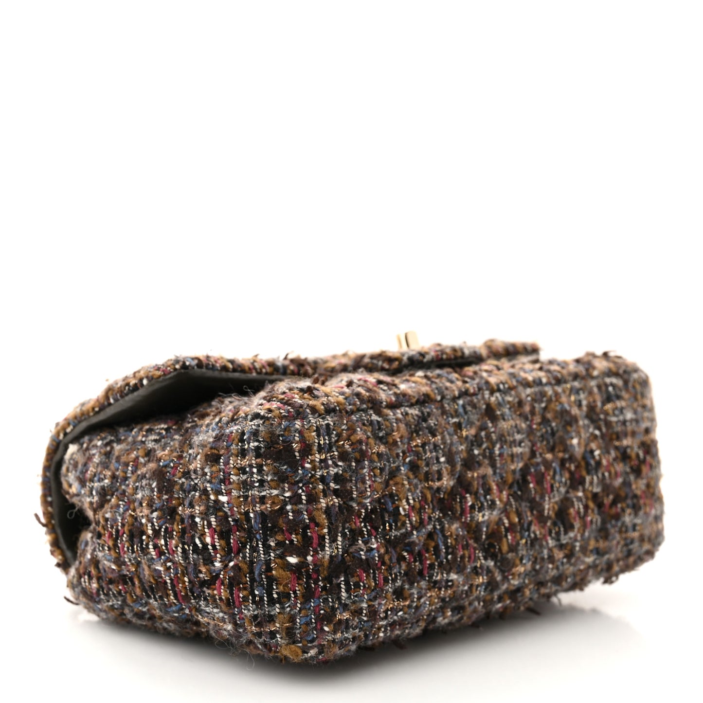 Tweed Quilted Mini Rectangular Flap Brown Multicolor