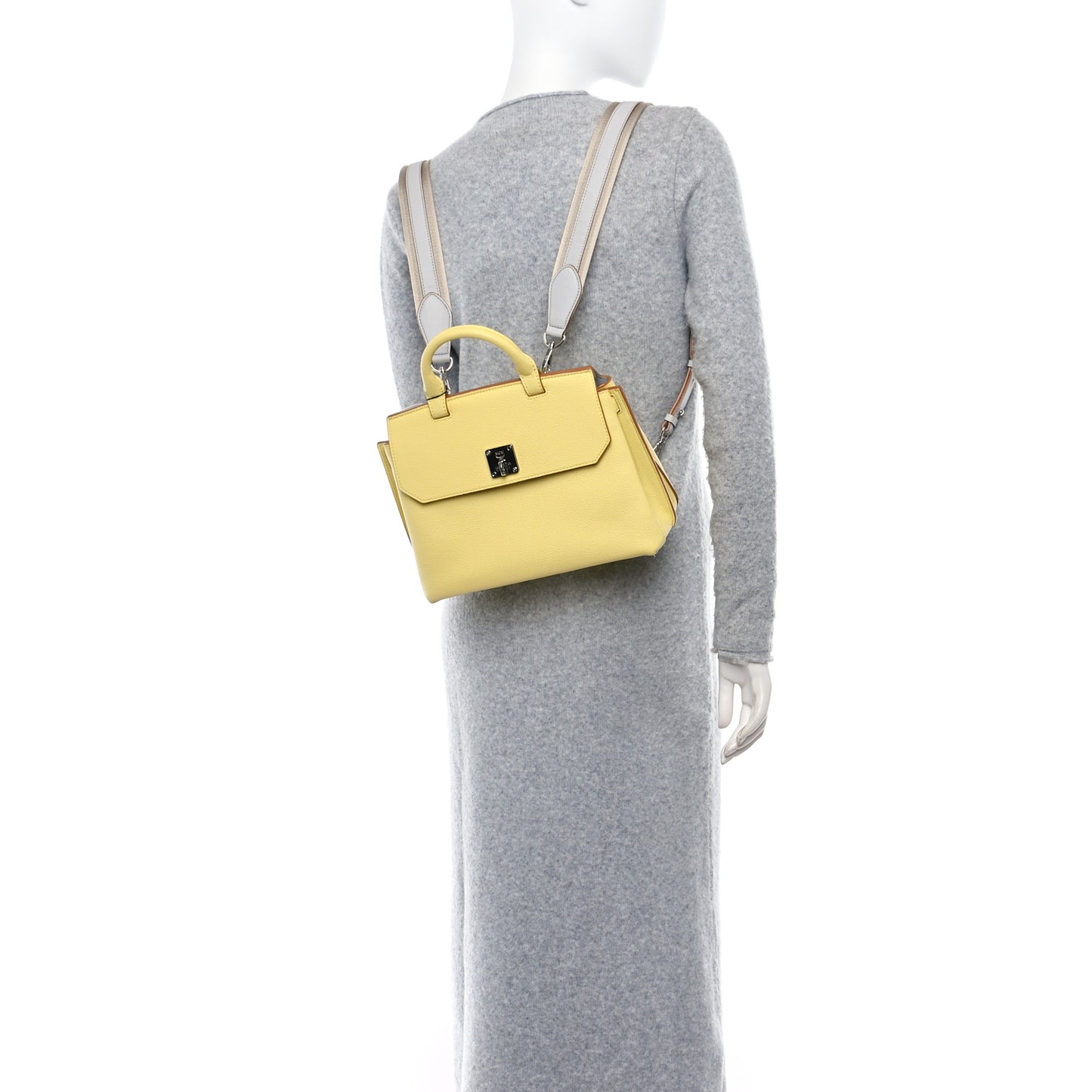 Grained Calfskin Medium Milla Convertible Backpack Custard Yellow