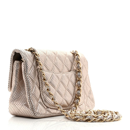 Chanel Metallic Lambskin Perforated Mini Rectangular Flap Light Gold 3 of 7