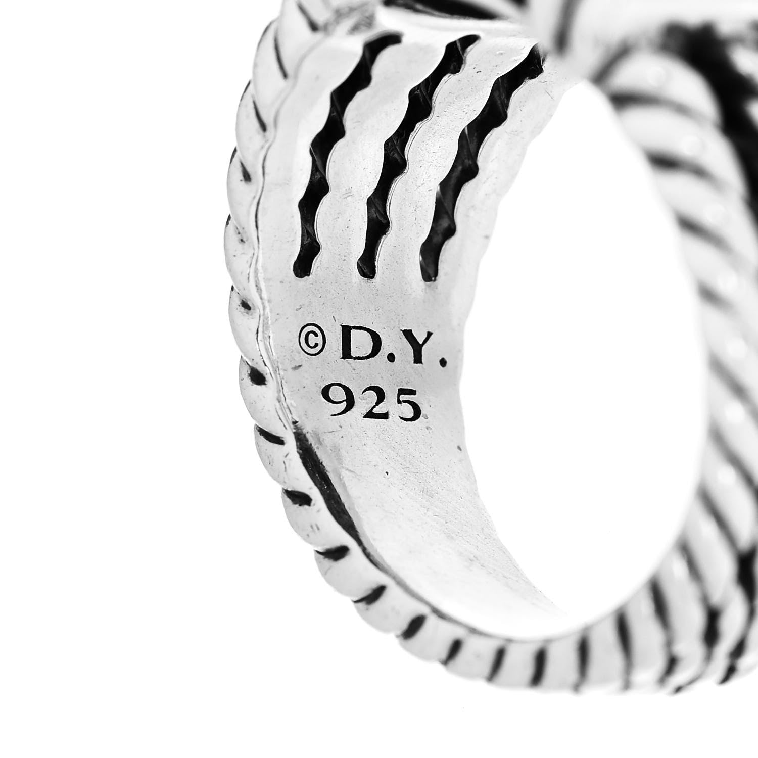 David Yurman Sterling Silver Diamond 16mm Wheaton Ring 54 7 6 of 6