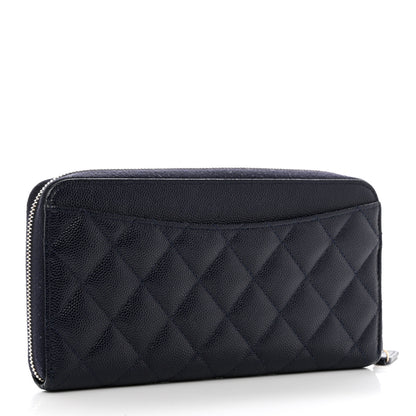 Chanel Caviar Quilted Large Zip Around Organizer Wallet Dark Blue 3 of 11