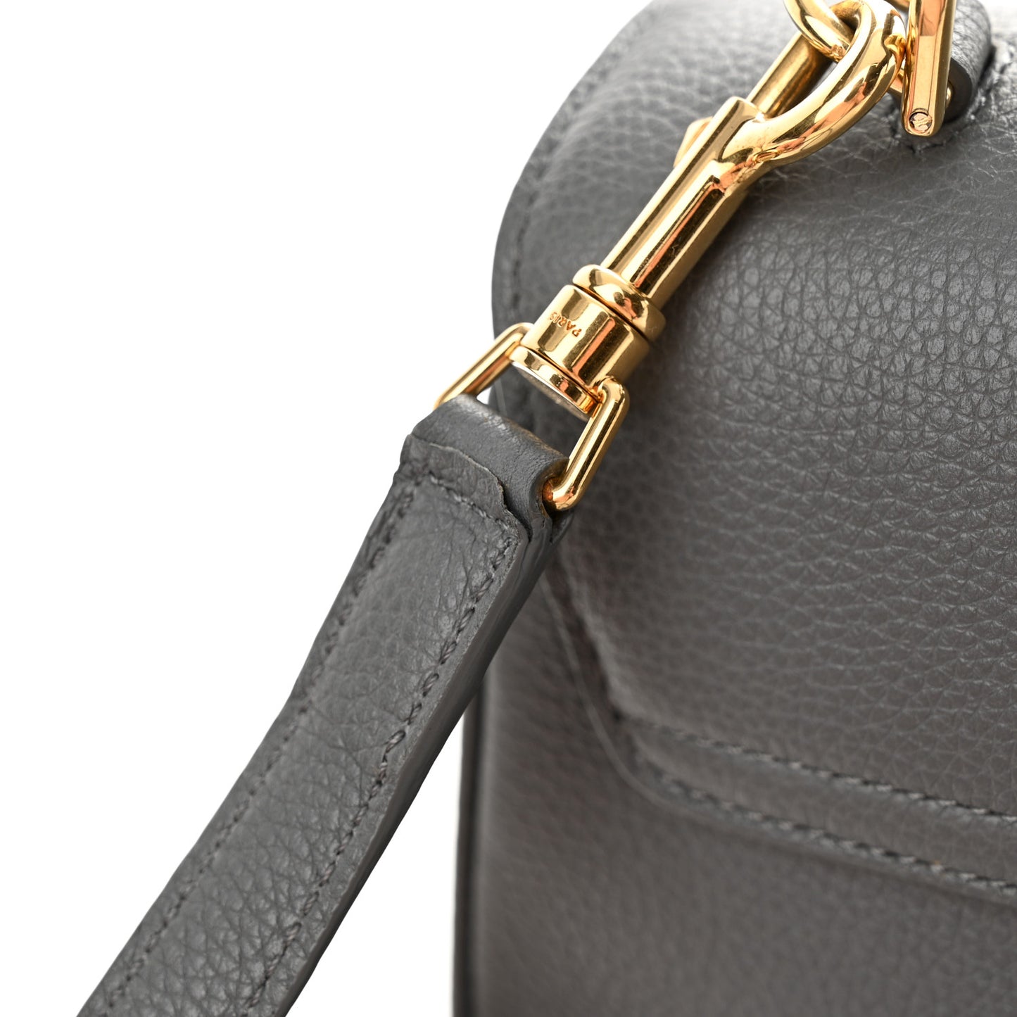 Grained Calfskin Small 16 Top Handle Bag Medium Grey