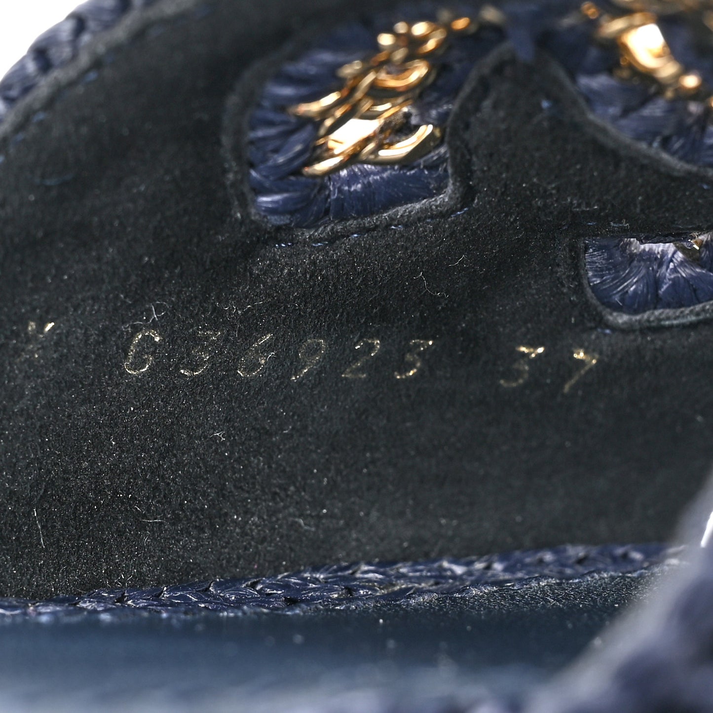 Braided Cord CC Espadrille Slip On Sandals 37 Navy Blue