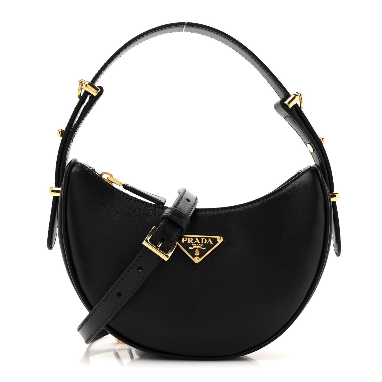 Soft Calfskin Arque Shoulder Bag Black