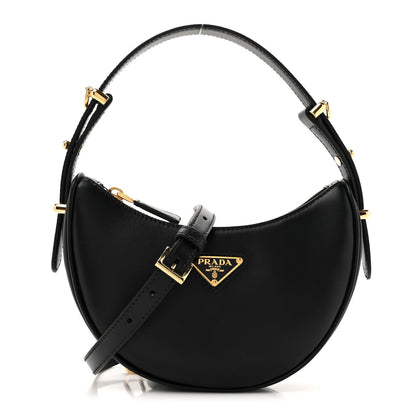 Prada Soft Calfskin Arque Shoulder Bag Black 1 of 7