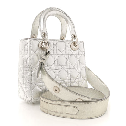 Christian Dior Metallic Grained Calfskin Cannage Small Lucky Badges My Lady Dior Silver 3 of 7