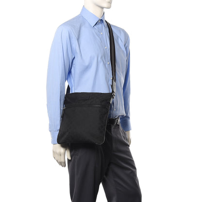 Gucci Nylon Monogram Small Flat Messenger Bag Black 2 of 10