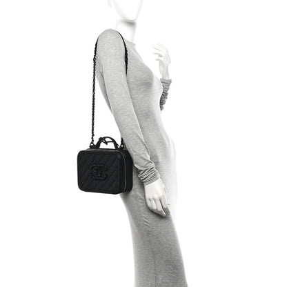 Chanel Lambskin Quilted Medium CC Filigree Vanity Case Black 2 of 11