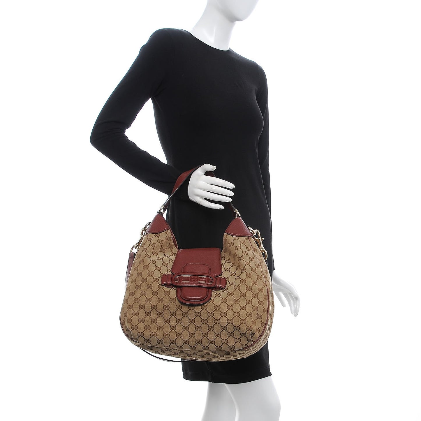 Monogram Web Medium Dressage Hobo Red