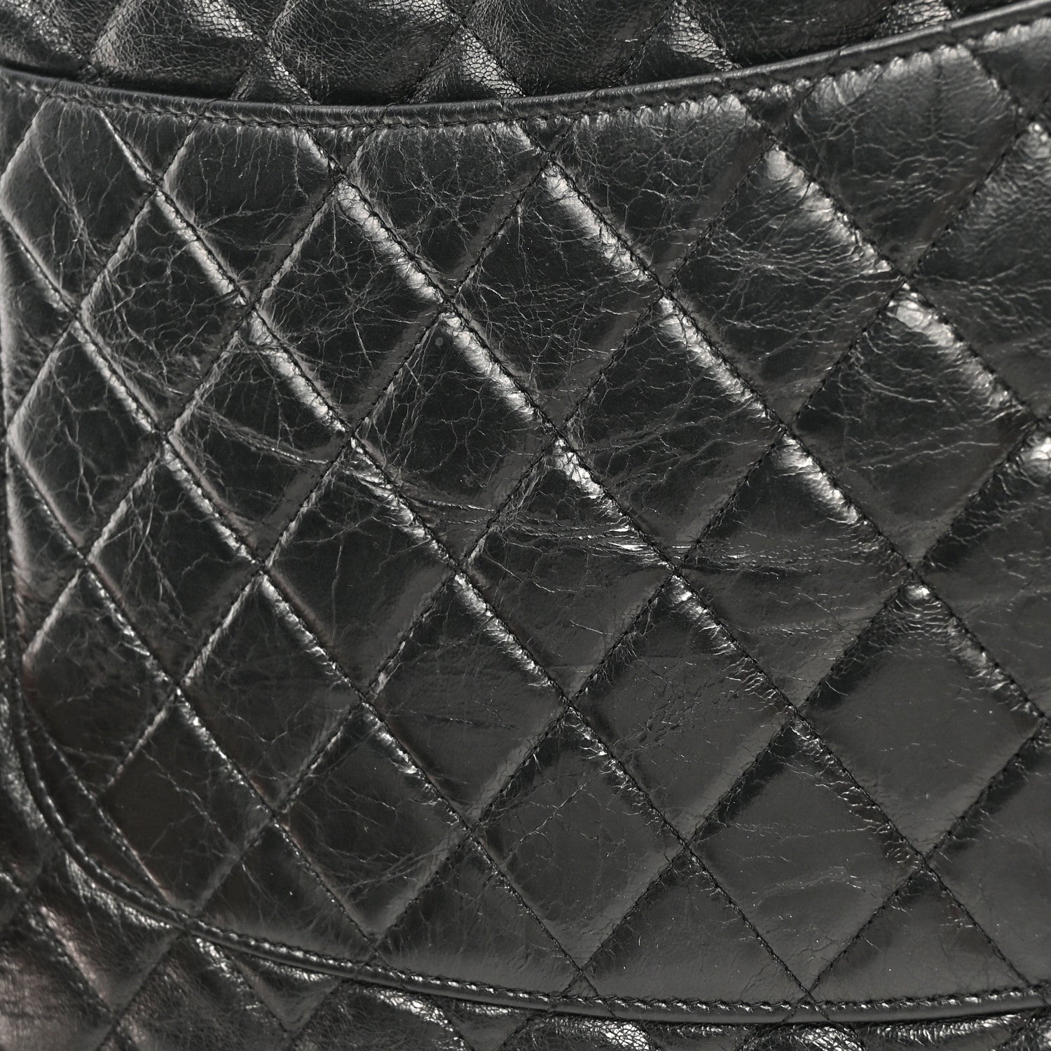 Chanel Crackled Lambskin Quilted Medium Cosmetic Case Black 11 of 13